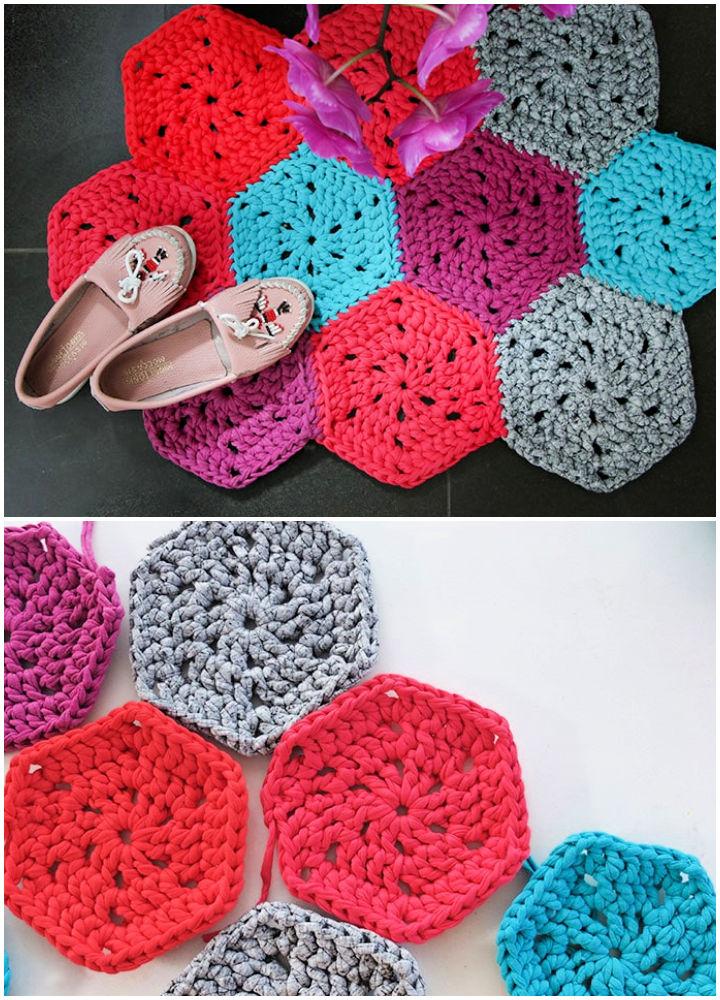 Chunky Hexie Crochet Rug Pattern