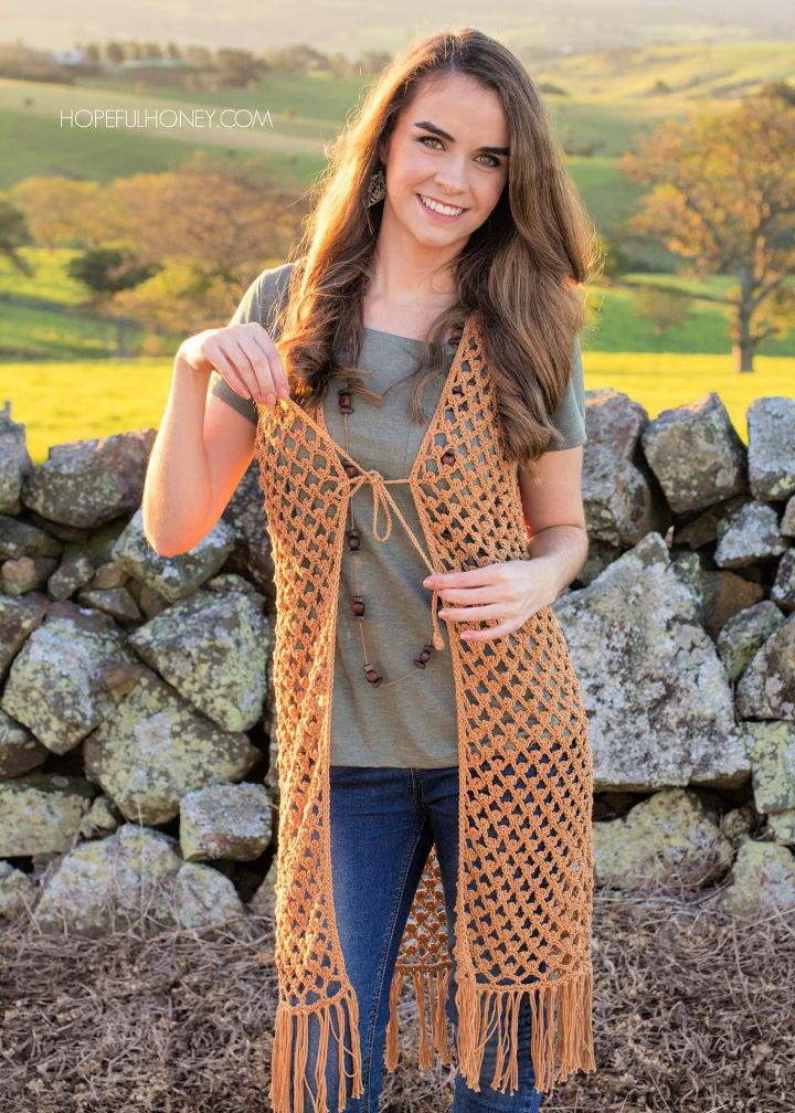 Free Easy Bohemian Crochet Vest Pattern - Stylish Pockets - Life + Yarn