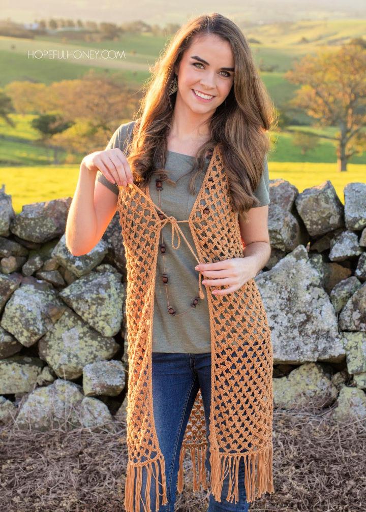 Womens long hotsell crochet vest