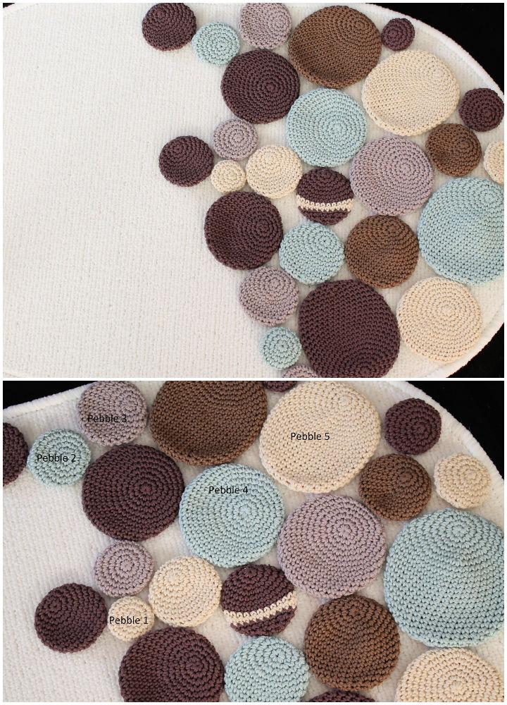 Crochet Oval Rug with Pebbles