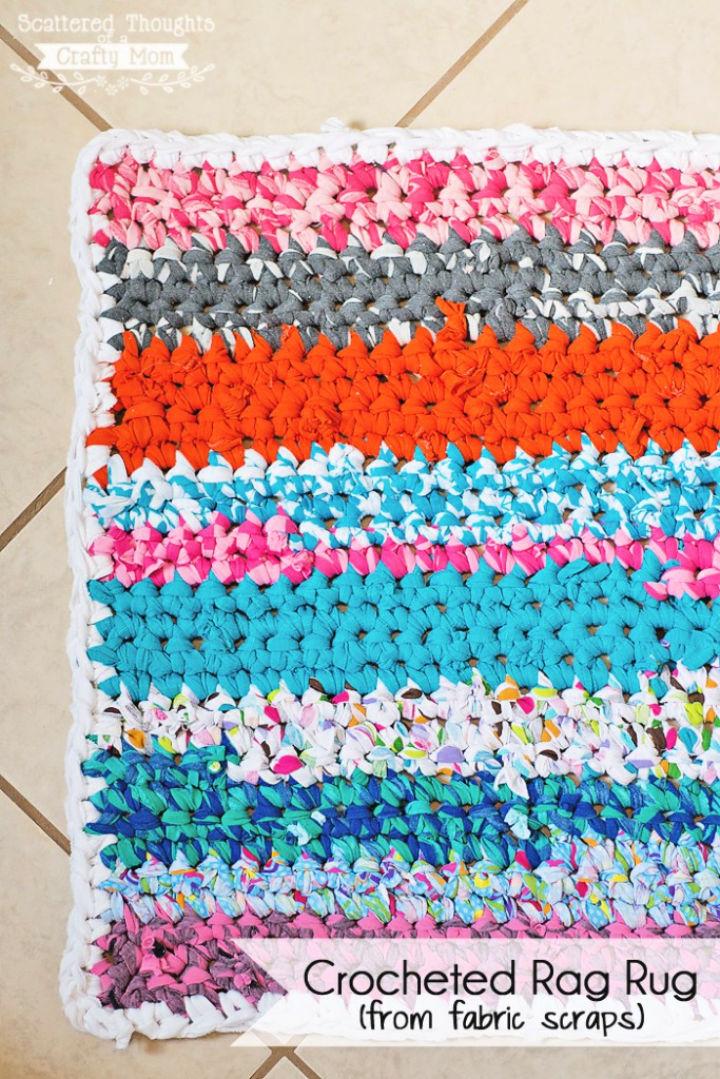 Crochet Rag Rug with Fabric Scraps