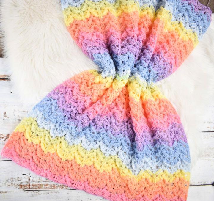 Crochet Rainbow Sky Chevron Blanket