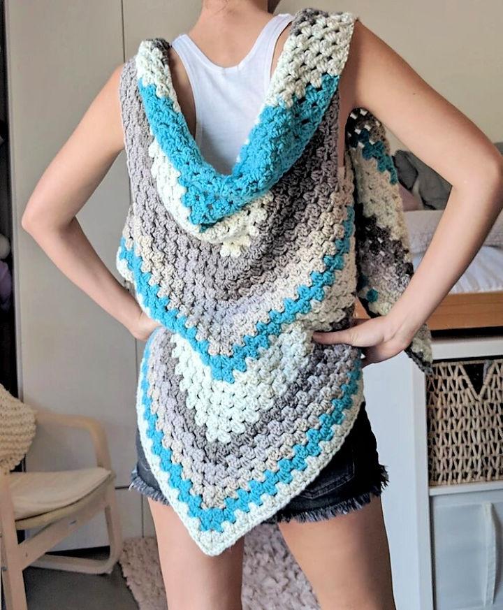 Crochet Striped Triangle Shawl Vest