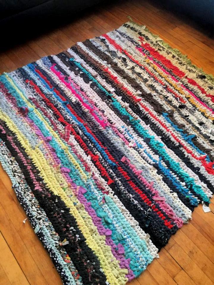 Crocheted Rag Rug from Old Clothing