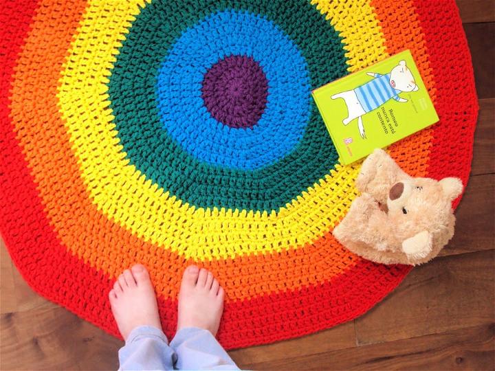 Rainbow Crochet Circle Rug Pattern