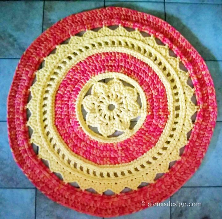 Round Floral Rug Crochet Pattern