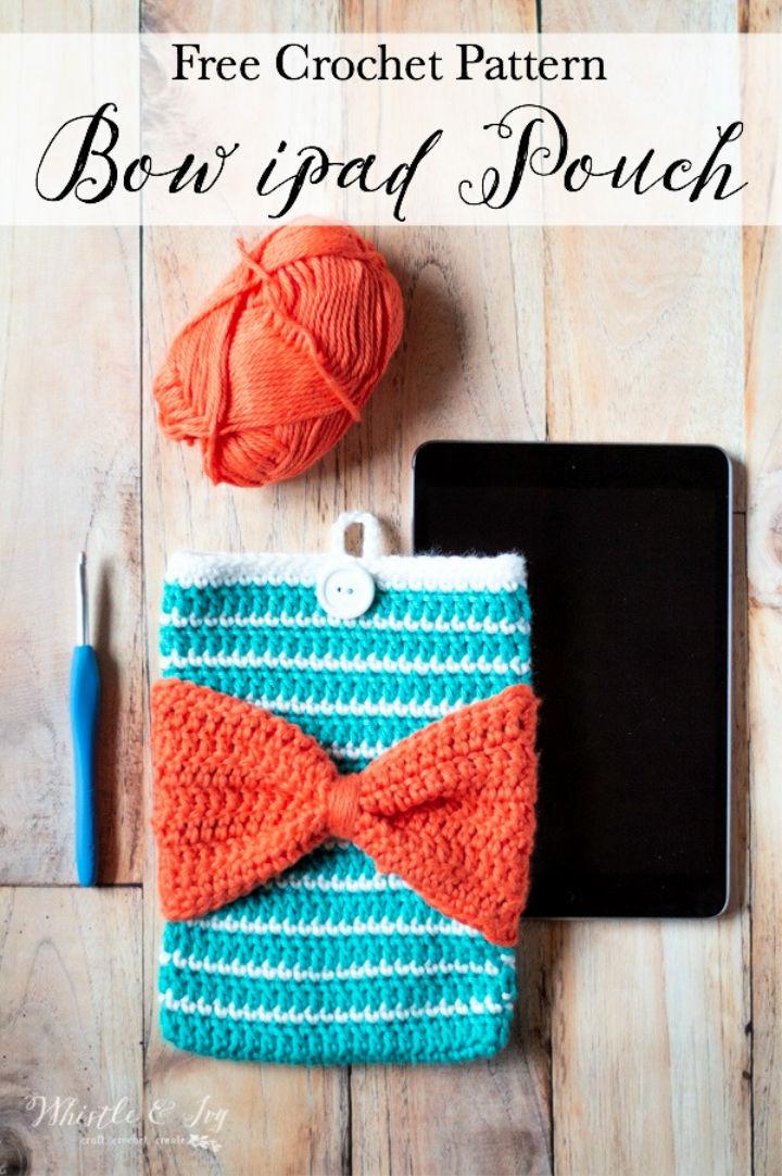 Bow Crochet iPad Pouch