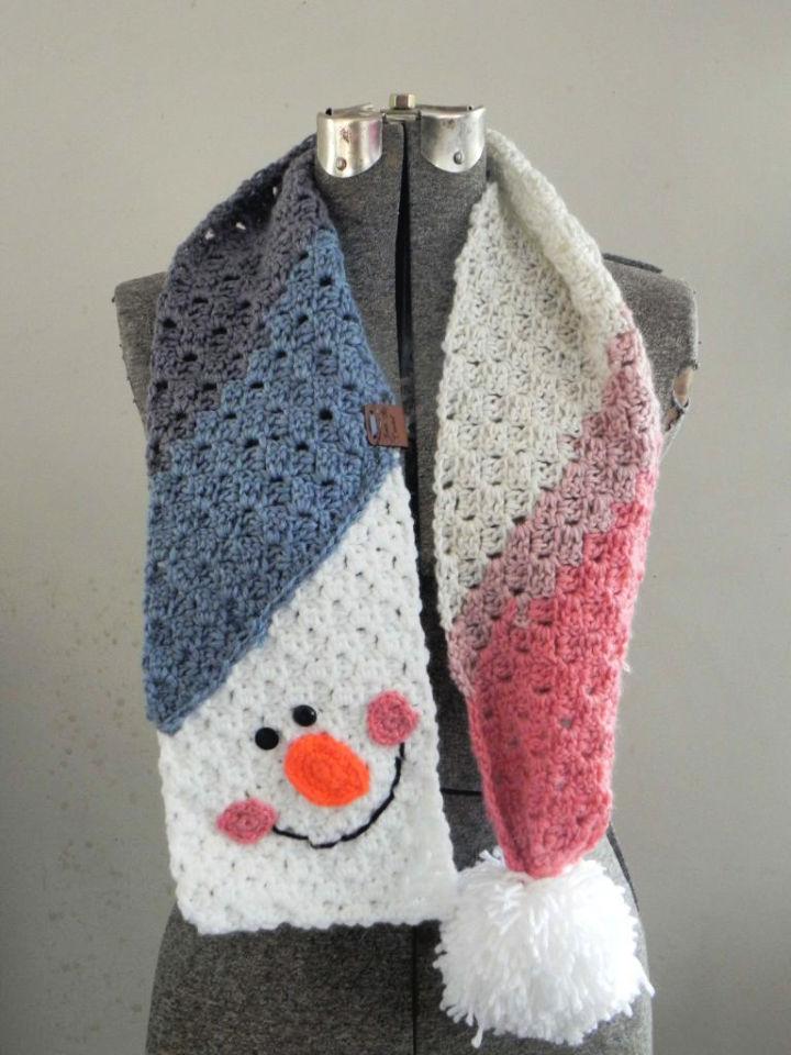 C2C Crochet Snowman Mini Scarf
