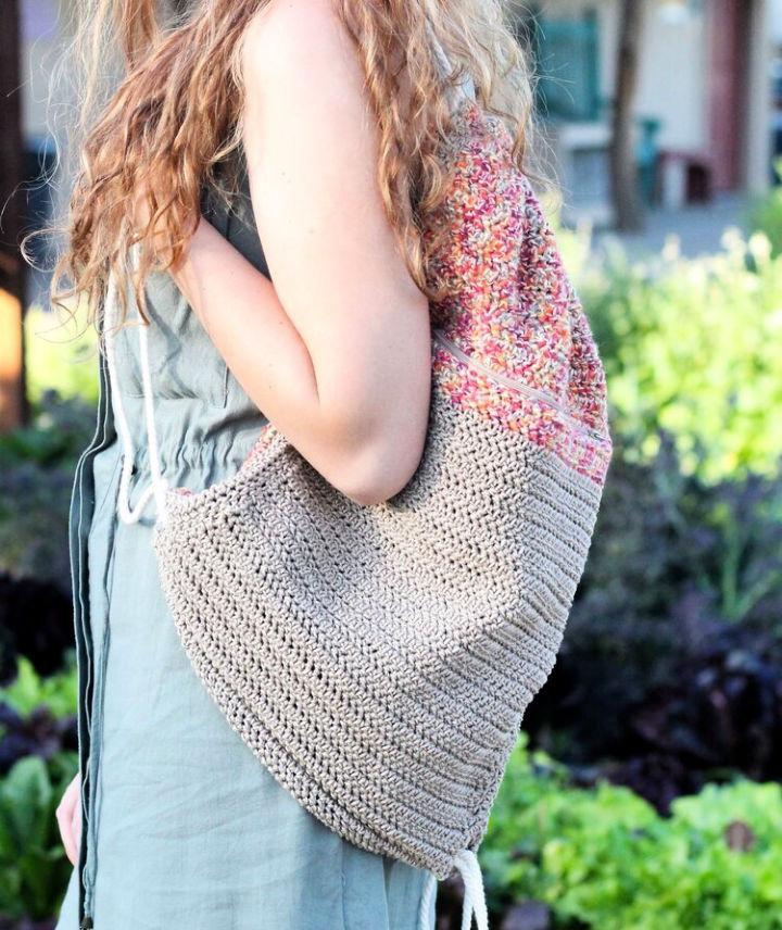 Crochet drawstring bag hot sale