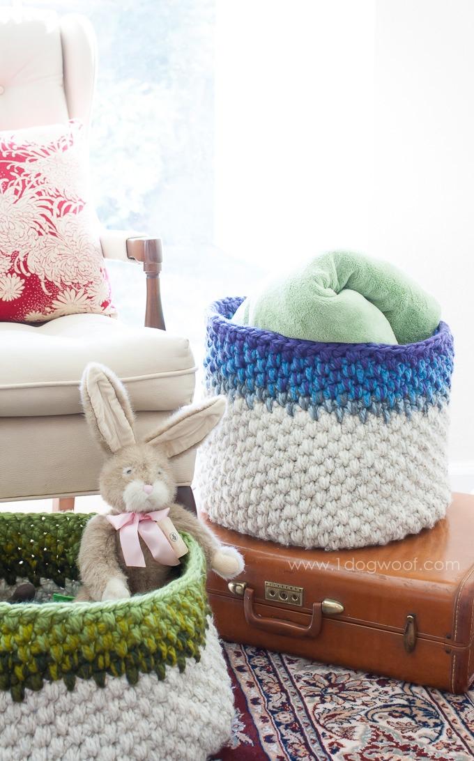 Color Block Crochet Basket