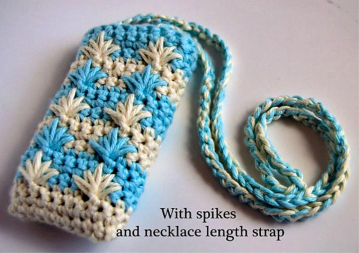 Crochet Blue Agave Phone Pouch