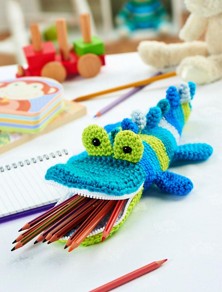 Crochet Crocodile Pencil Case