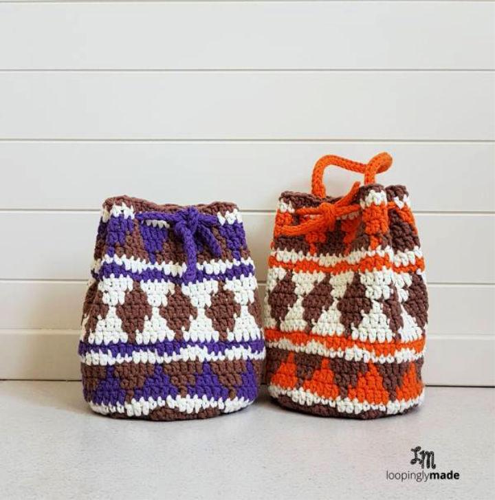 Crochet Drawstring Bags