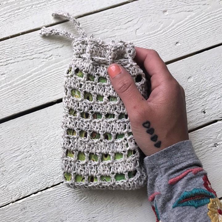 Drawstring Crochet Pouch