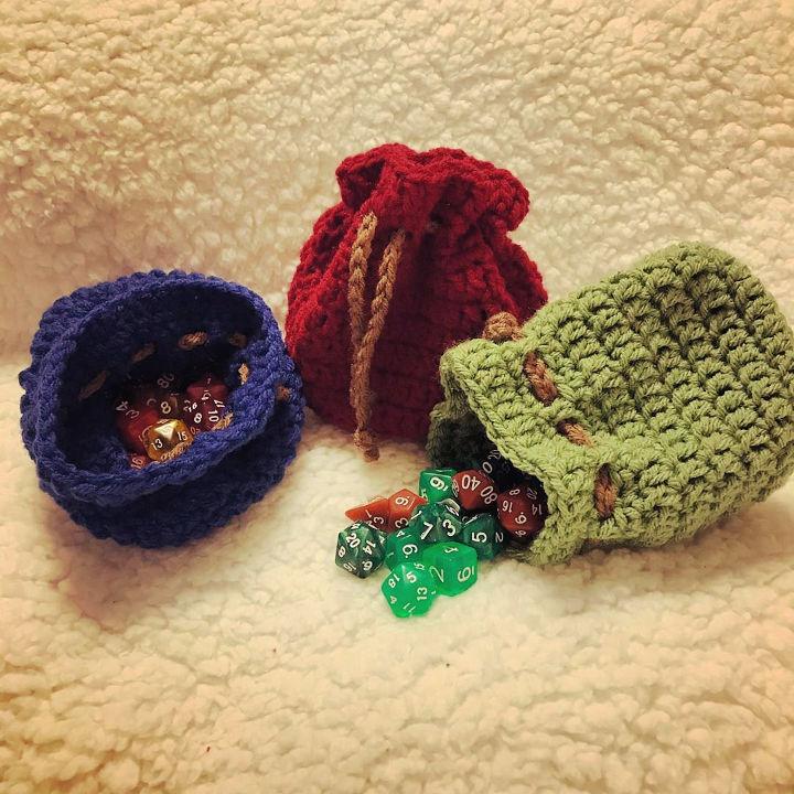 Simple Dice or Trinket Crochet Bag
