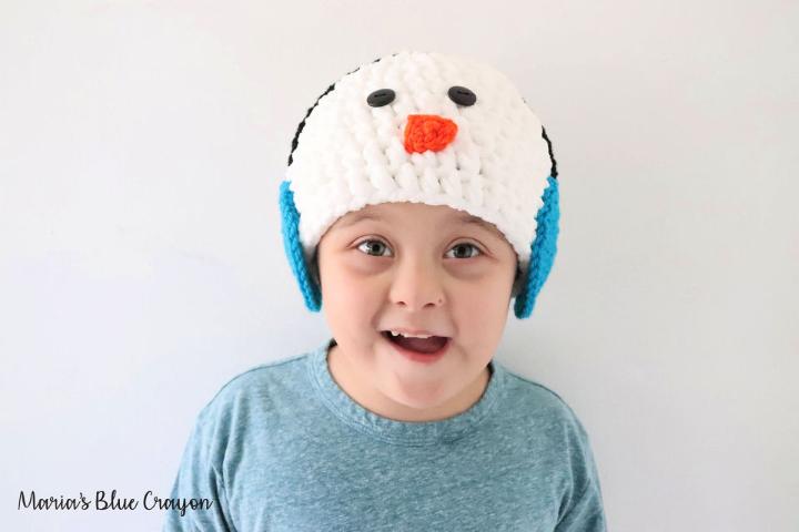 Snowman With Earmuffs Crochet Hat