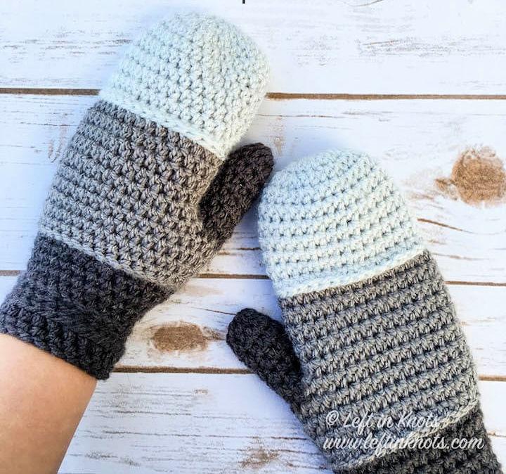 Crochet Colorblock Mittens Free Pattern