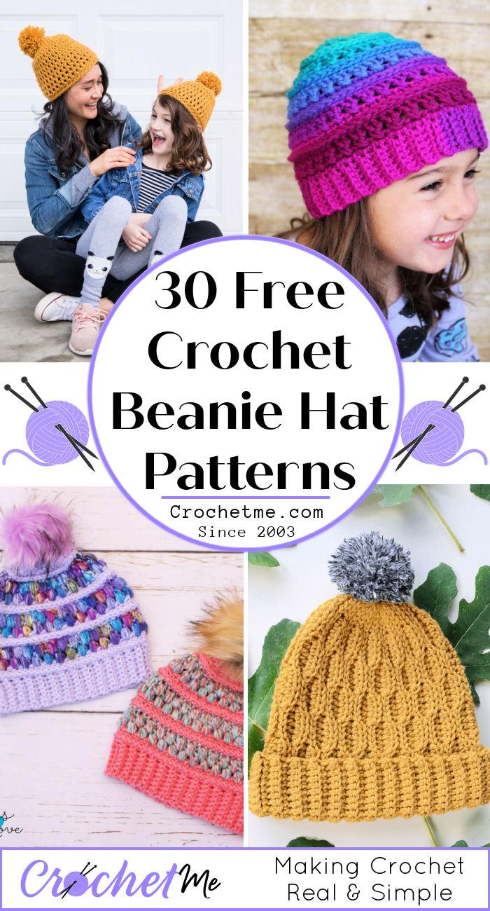 Free Crochet Hat and beanie Size Chart to make hats of all sizes