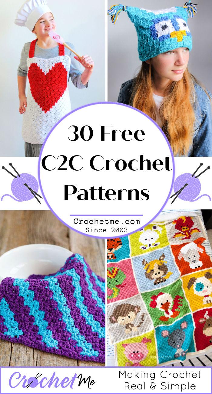 30 free c2c crochet patterns for beginners