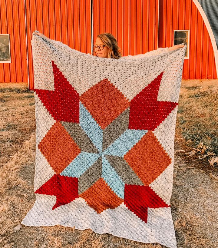 C2C Crochet Barn Quilt Blanket Pattern