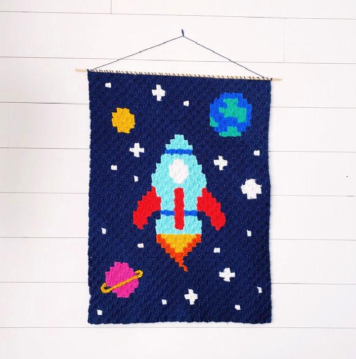 C2C Crochet Rocket Ship Banner