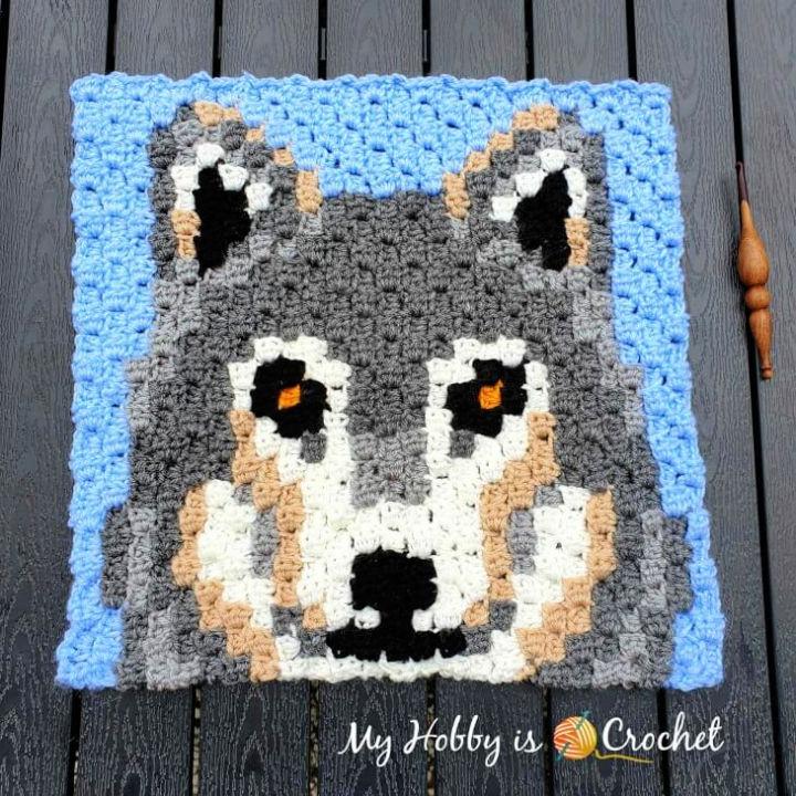 Grey Wolf C2C Crochet Square
