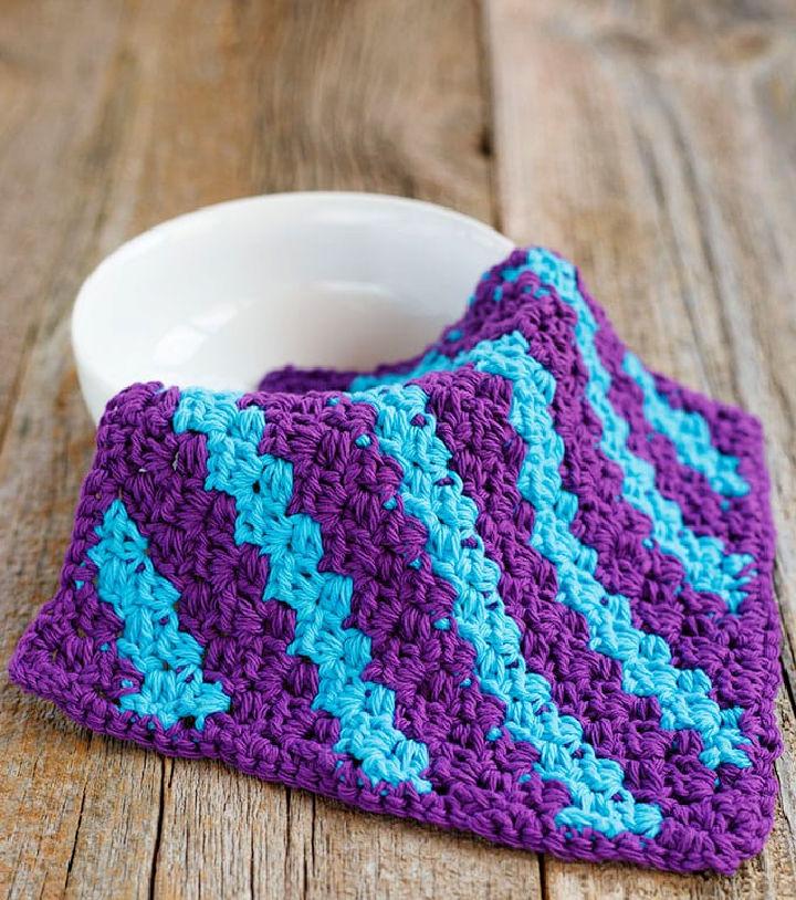 Mini C2C Stripe Crochet Dishcloth
