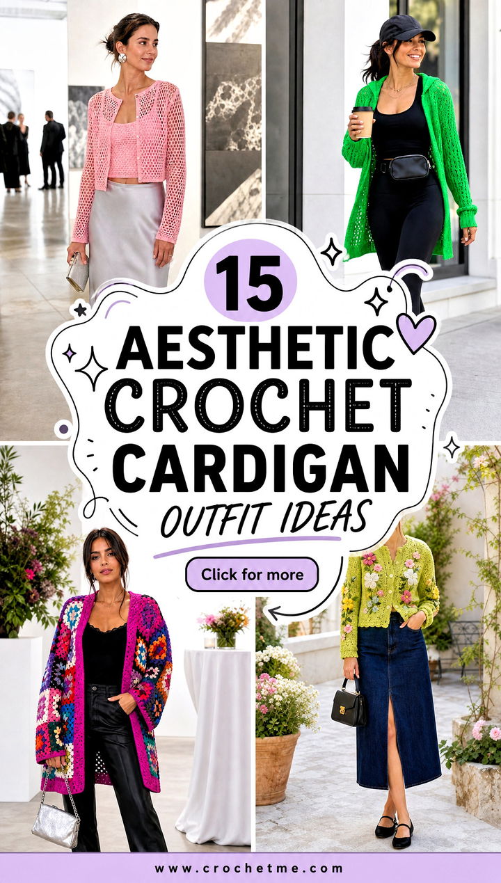 15 Aesthetic Crochet Cardigan outfit ideas - 15 Aesthetic Crochet Cardigan outfit ideas