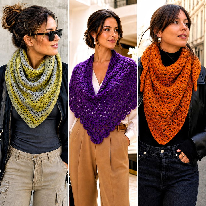 15 Beginner Triangle Crochet Shawl Outfit Ideas for Cozy Style