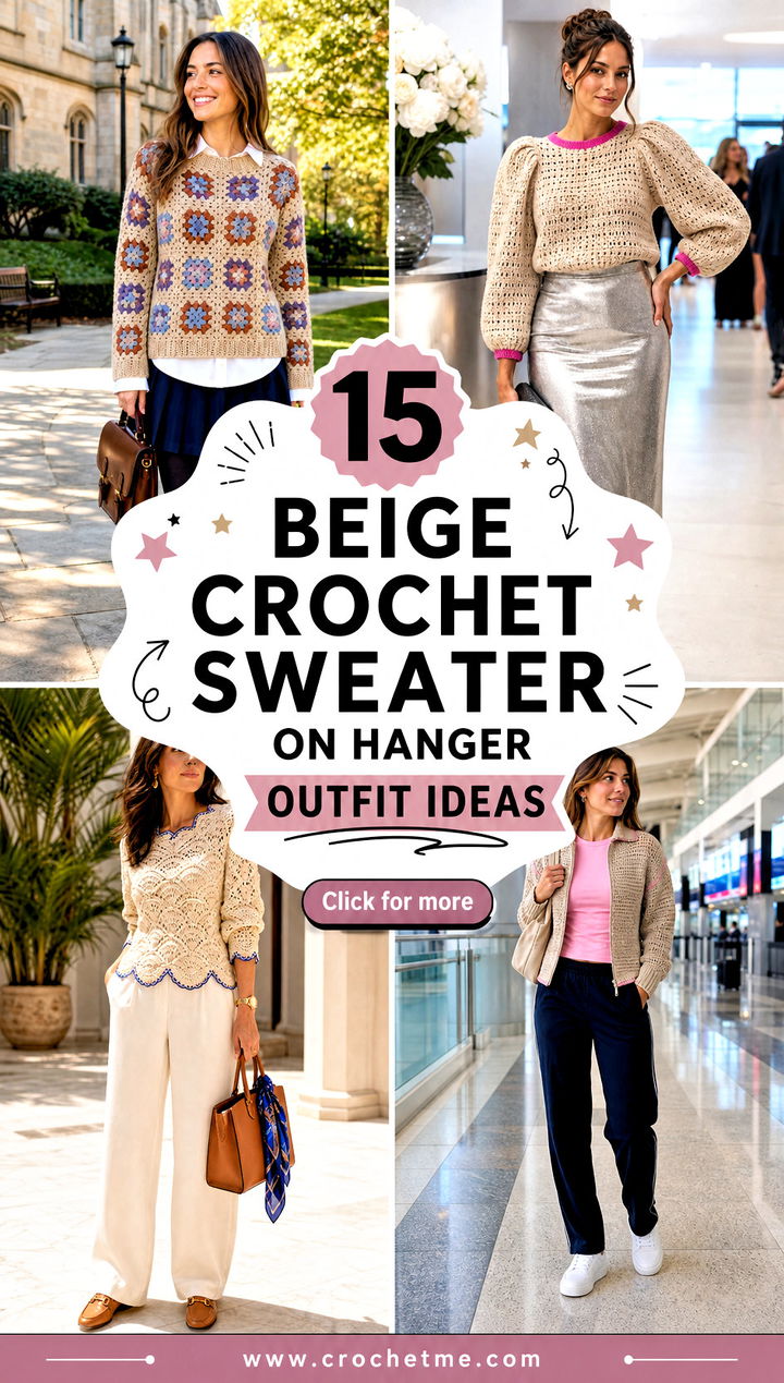 15 Beige Crochet Sweater On Hanger outfit ideas - 15 Beige Crochet Sweater On Hanger outfit ideas
