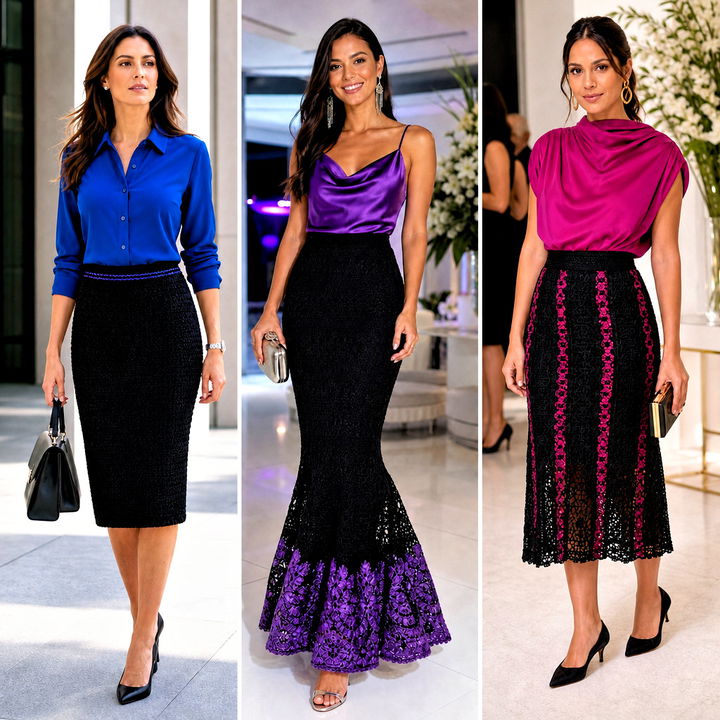 15 Black Crochet Skirt Design Outfit Ideas for Chic Evenings