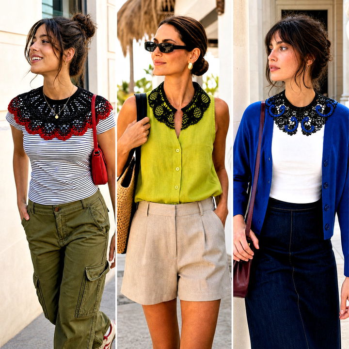 15 Black Crocheted Lace Collar Outfit Ideas for Vintage Charm