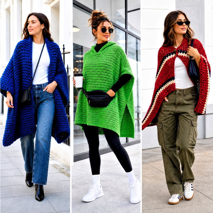 15 Blanket Crochet Poncho Outfit Ideas for Cozy Layering