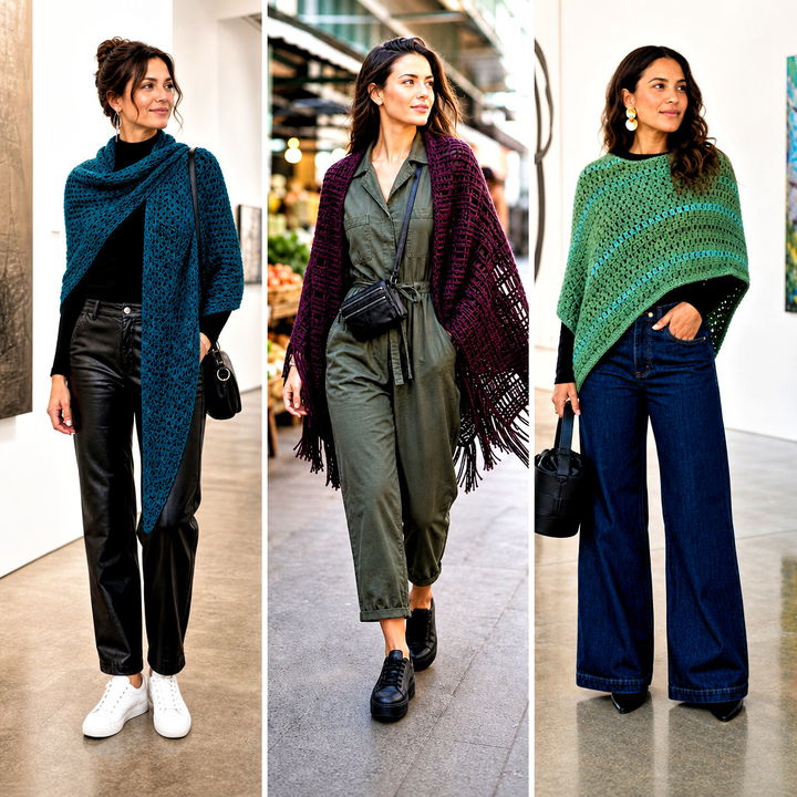 15 Block Stitch Crochet Shawl Outfit Ideas for Elegant Layers