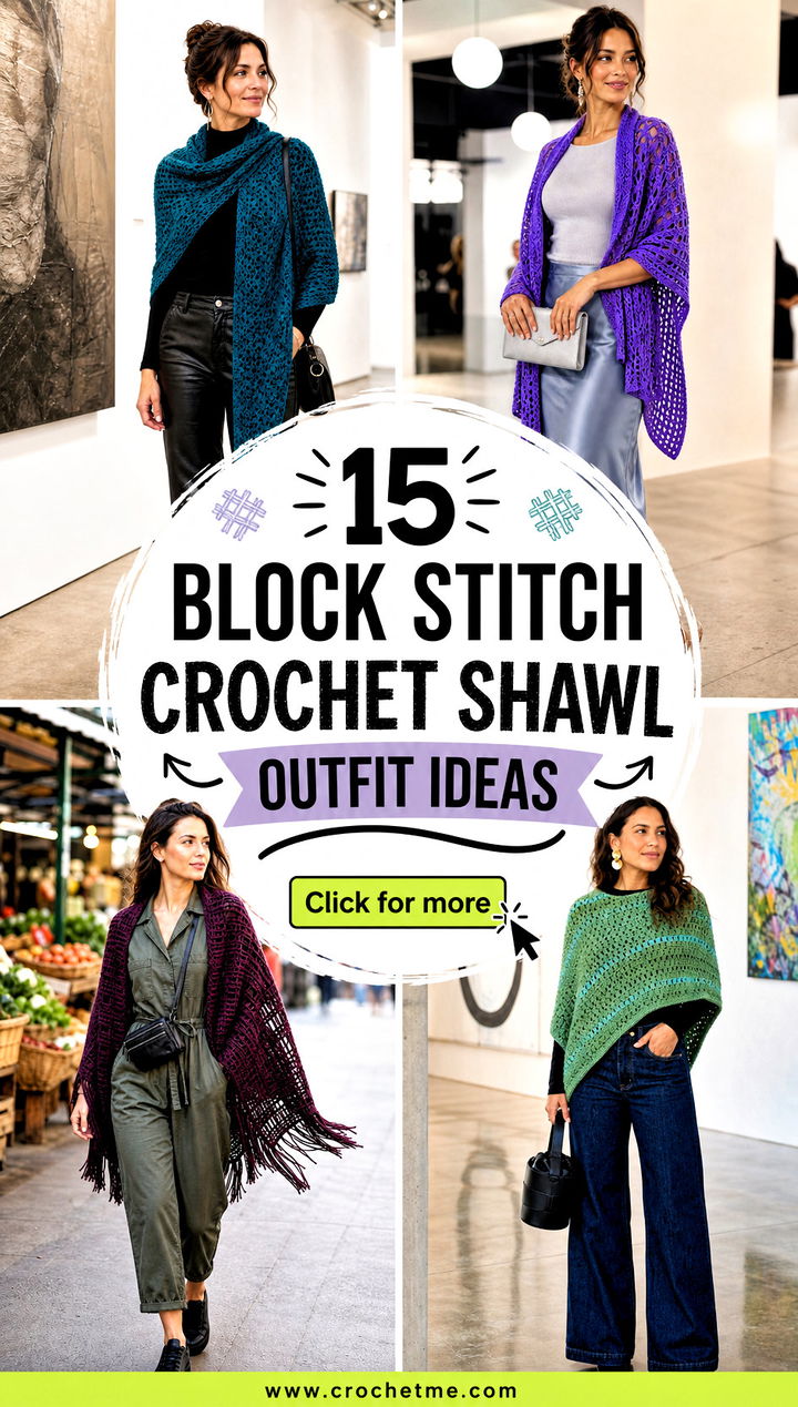 15 Block Stitch Crochet Shawl outfit ideas - 15 Block Stitch Crochet Shawl outfit ideas