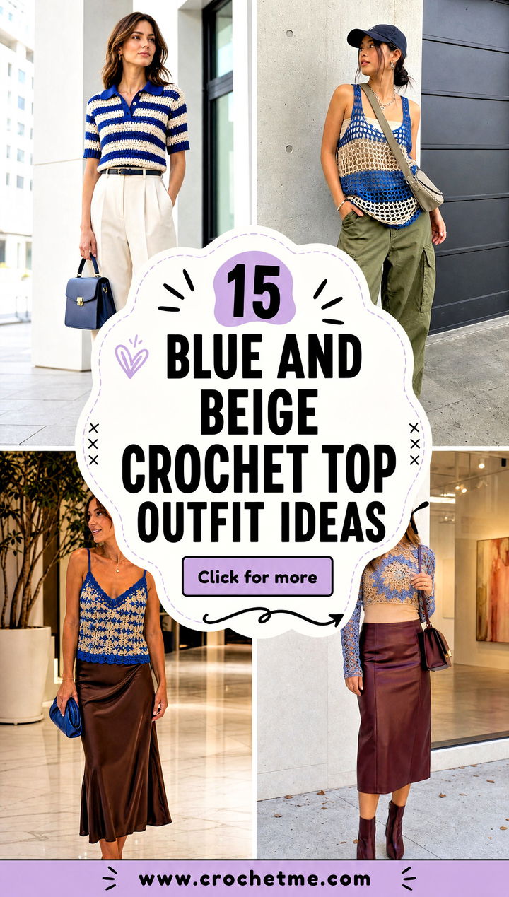 15 Blue And Beige Crochet Top outfit ideas - 15 Blue And Beige Crochet Top outfit ideas