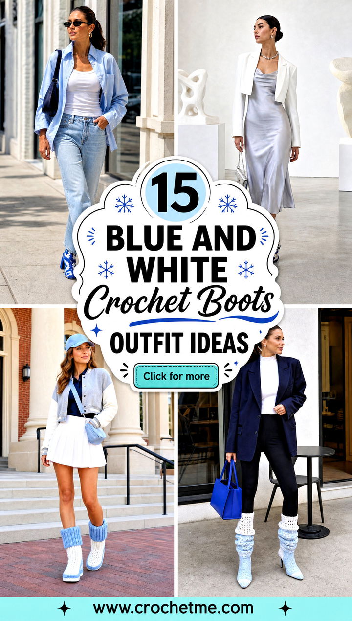 15 Blue And White Crochet Boots outfit ideas - 15 Blue And White Crochet Boots outfit ideas