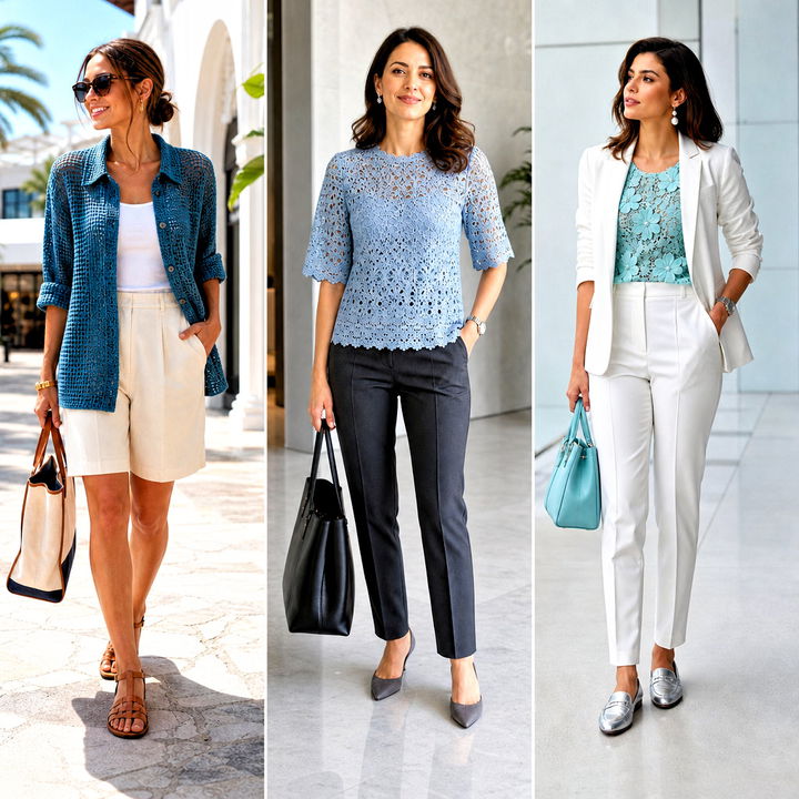 15 Blue Crochet Blouse Design Outfit Ideas for Chic Days