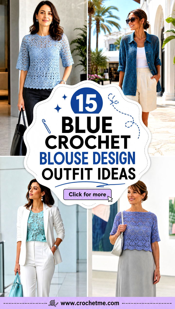 15 Blue Crochet Blouse Design outfit ideas - 15 Blue Crochet Blouse Design outfit ideas