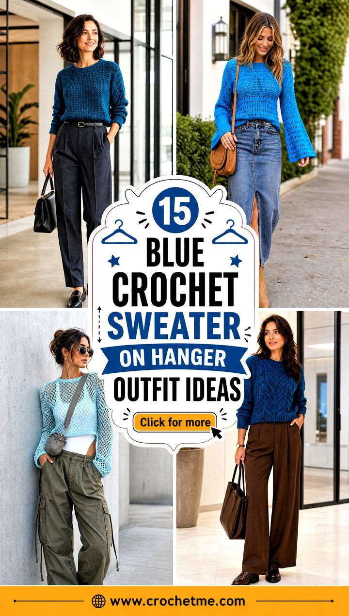 15 Blue Crochet Sweater On Hanger outfit ideas - 15 Blue Crochet Sweater On Hanger outfit ideas