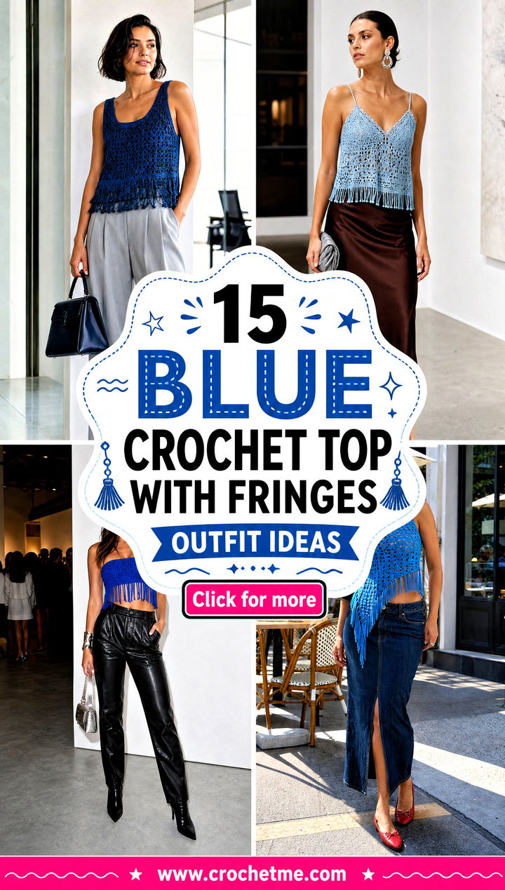 15 Blue Crochet Top With Fringes outfit ideas - 15 Blue Crochet Top With Fringes outfit ideas