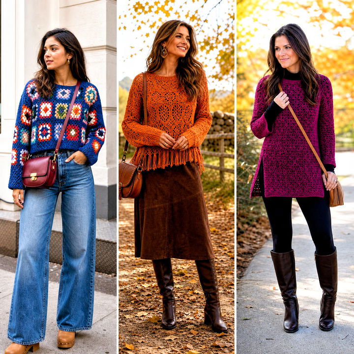 15 Bohemian Style Crochet Sweater Outfit Ideas for Free Spirits