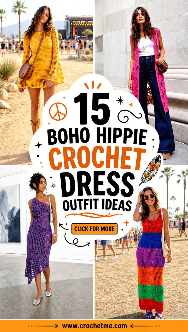 15 Boho Hippie Crochet Dress outfit ideas - 15 Boho Hippie Crochet Dress outfit ideas