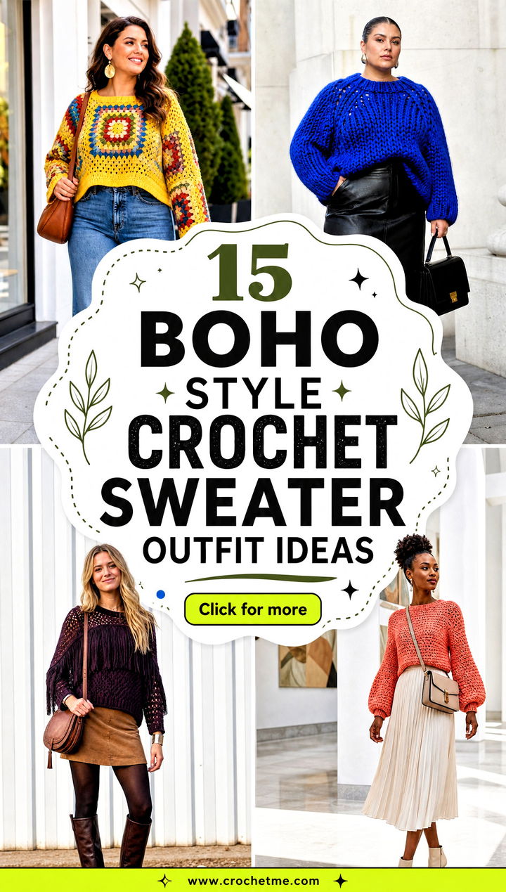 15 Boho Style Crochet Sweater outfit ideas - 15 Boho Style Crochet Sweater outfit ideas