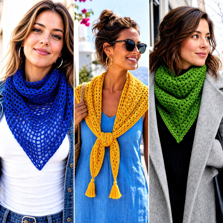 15 Boho Triangle Crochet Scarf Outfit Ideas for Chilly Days