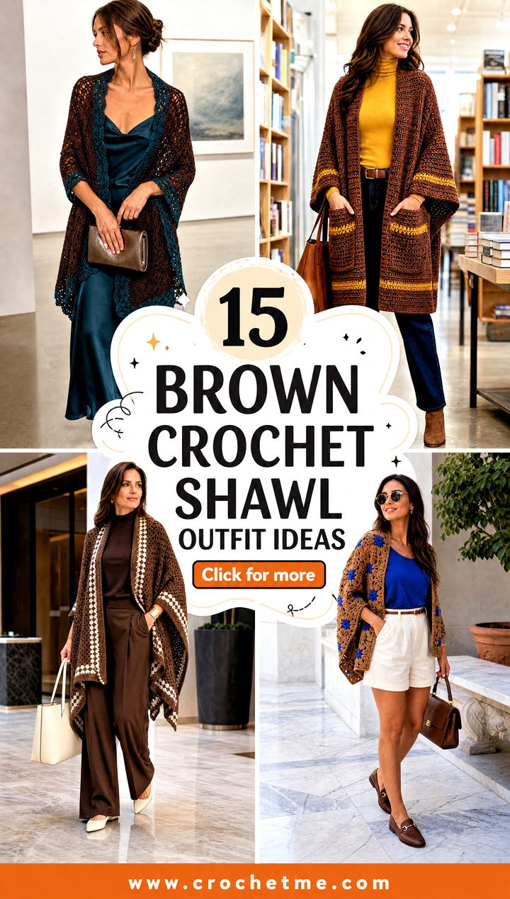 15 Brown Crochet Shawl outfit ideas - 15 Brown Crochet Shawl outfit ideas
