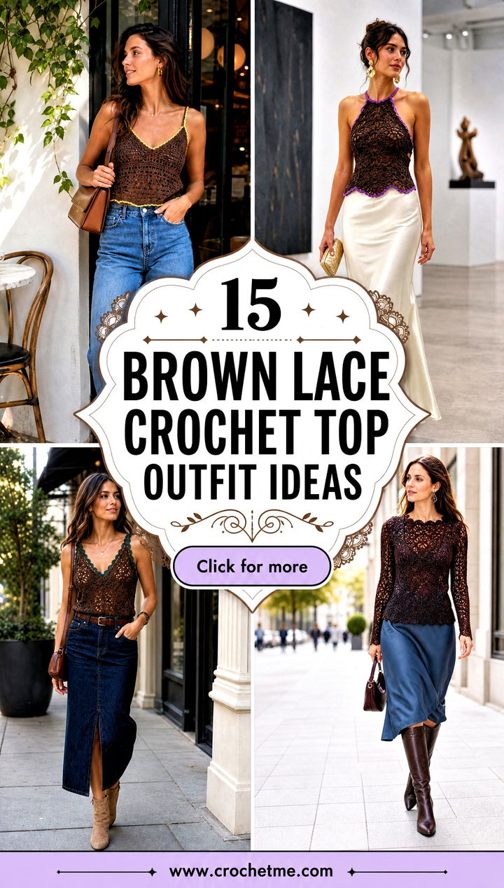15 Brown Lace Crochet Top outfit ideas - 15 Brown Lace Crochet Top outfit ideas