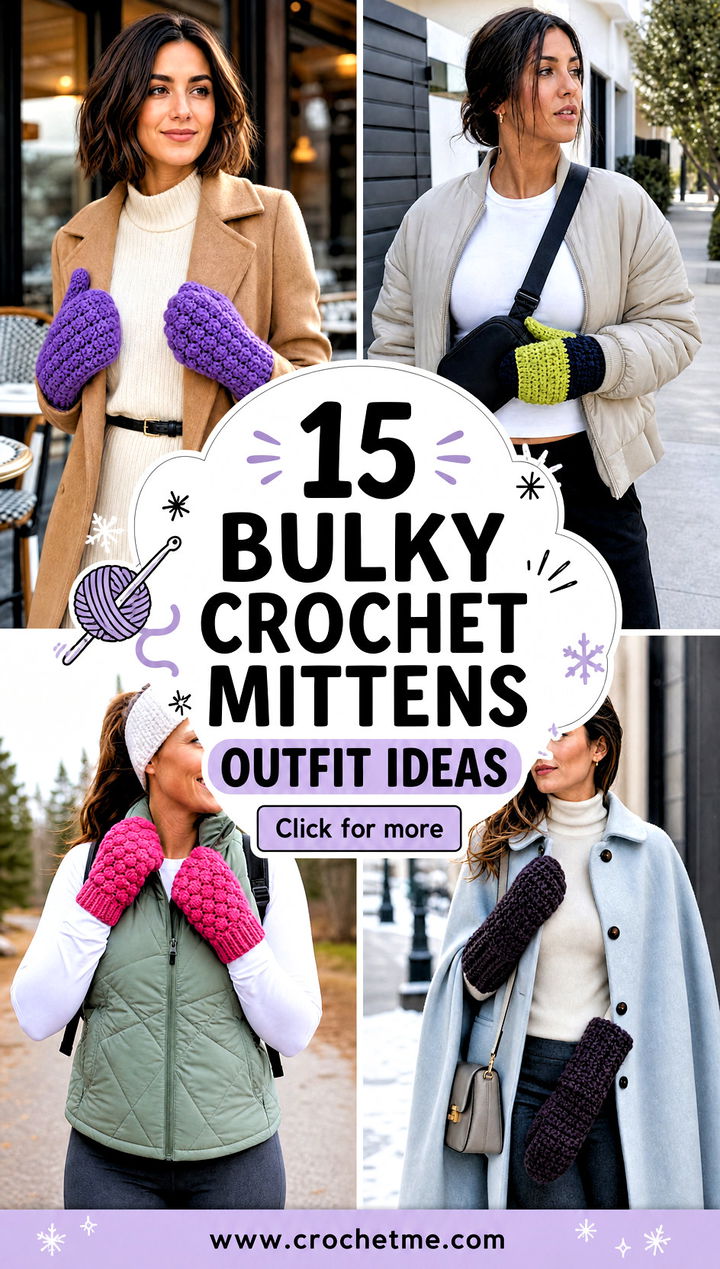 15 Bulky Crochet Mittens outfit ideas - 15 Bulky Crochet Mittens outfit ideas