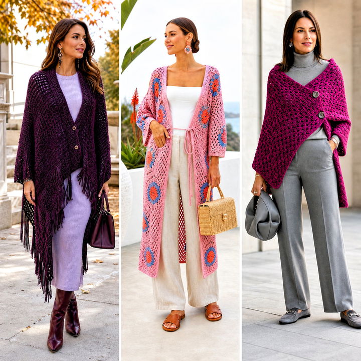 15 Buttoned Crochet Wrap Outfit Ideas for Chic Layering