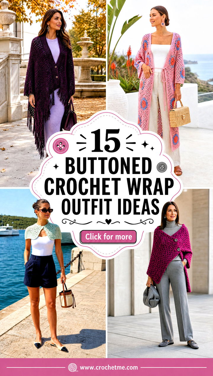 15 Buttoned Crochet Wrap outfit ideas - 15 Buttoned Crochet Wrap outfit ideas